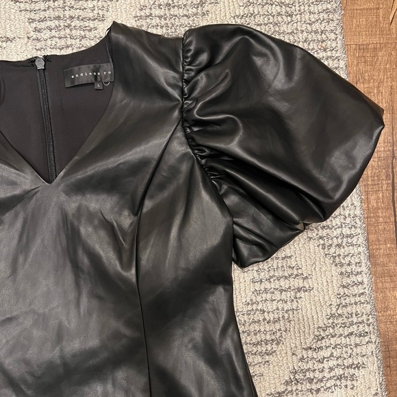 Endless Rose Black Faux Leather Mini Dress - Picture 5 of 12